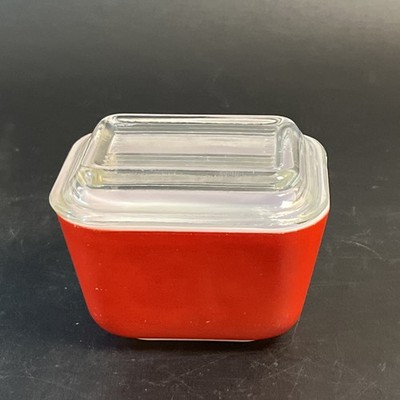 Vintage Pyrex Red Small Refrigerator Dish 501 W/Lid USA (Lid Has Chip AS IS)