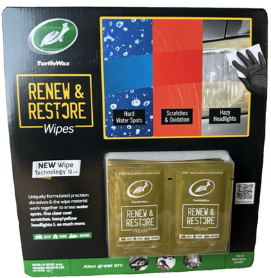 #ad Turtle Wax Renew amp; Restore Wipes 12 Ct Paint Glass Headlight Oxidation Remover $19.90