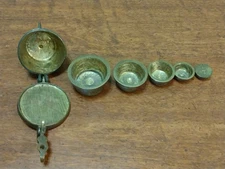 ANTIQUE BRASS APOTHECARY NESTING CUP WEIGHTS