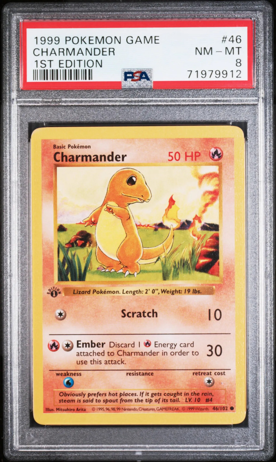 1999 Pokemon Game Charmander 1st Edition PSA 8 #46 NM-MT
