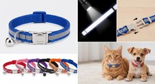Reflective Cat Collar with Bell Adjustable Nylon Kitten Puppy Small Dog