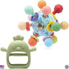 2-Pack Montessori Baby Sensory Teething Toys  BPA-Free Chick Teether Mittens