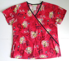 Looney Tunes Tweety Bird Women's Small Red Scrub Top Blonde Ambition Medical