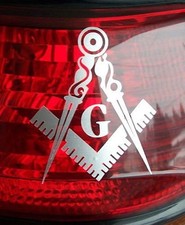 0008 Four Pack 3" Masonic Series Compass Square Decal Sticker