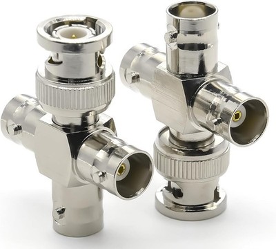 2 Stück BNC-T-Splitter-Adapter (4-Fach), verlustarmer BNC-Stecker auf 3 Buchsen 
