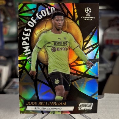 Jude Bellingham 2021-22 Stadium Club Chrome UCL Glimpses Gold Refractor   MINT