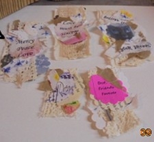 junk journal snippets, 5 handmade clusters layered scrappy fabric lace