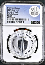 2024 Niue $2 SWORD OF TRUTH Silver 1 Oz  NGC MS70  Early Releases - Pop 63 🗡