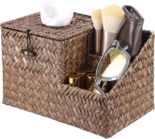 Sumnacon Square Woven Tissue Box Cover - Decorative Cube Coffee 