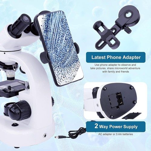 40X-1000X Binocular Compound Microscope with Microscope Slides Phone Holder - Picture 5 of 9