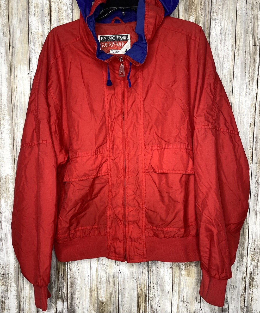 Pacific Trail Outerwear Hooded Rain Jacket, Red, Size Medium