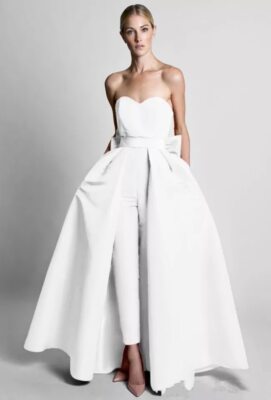 Wedding Reception Jumpsuit With Detachable Skirt,Formal dress for wedding |  eBay