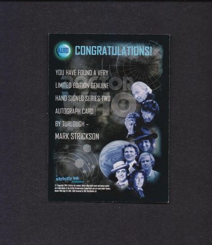 2002 Strictly Ink Doctor Who AU10 Mark Strickson (Turlough) Autograph Card - Foto 3 di 3