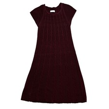 Calvin Klein Cable Knit Sweater Dress Burgundy Womens M Witchy Whimsigoth Fall