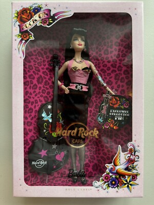 Hard Rock Cafe 2009 Rockabilly Gold Barbie Doll Goth Country Cello