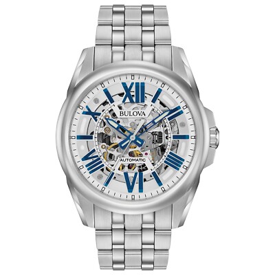 Bulova Classic Sutton Automatic Men's Silver Stainless Steel Watch 43 MM 96A187
