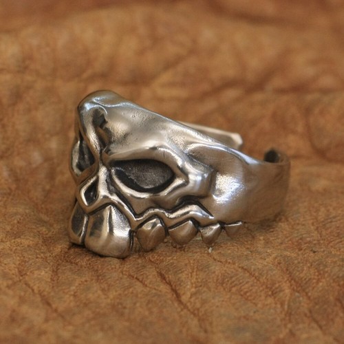 Cupronickel Front Tooth Skull Ring Biker Rock Jewellery CP107C UK Size N½~Z4 - Picture 5 of 27
