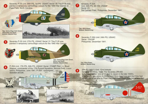 Druckwaage 72-148 - 1/72 Aufkleber für Seversky P-35 (Flugzeug Nassaufkleber) - Bild 5 von 12