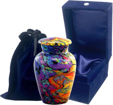 Modern Print Keepsake Urn - Colorful Mini Cremation Urn for Ashes - Handcraft...