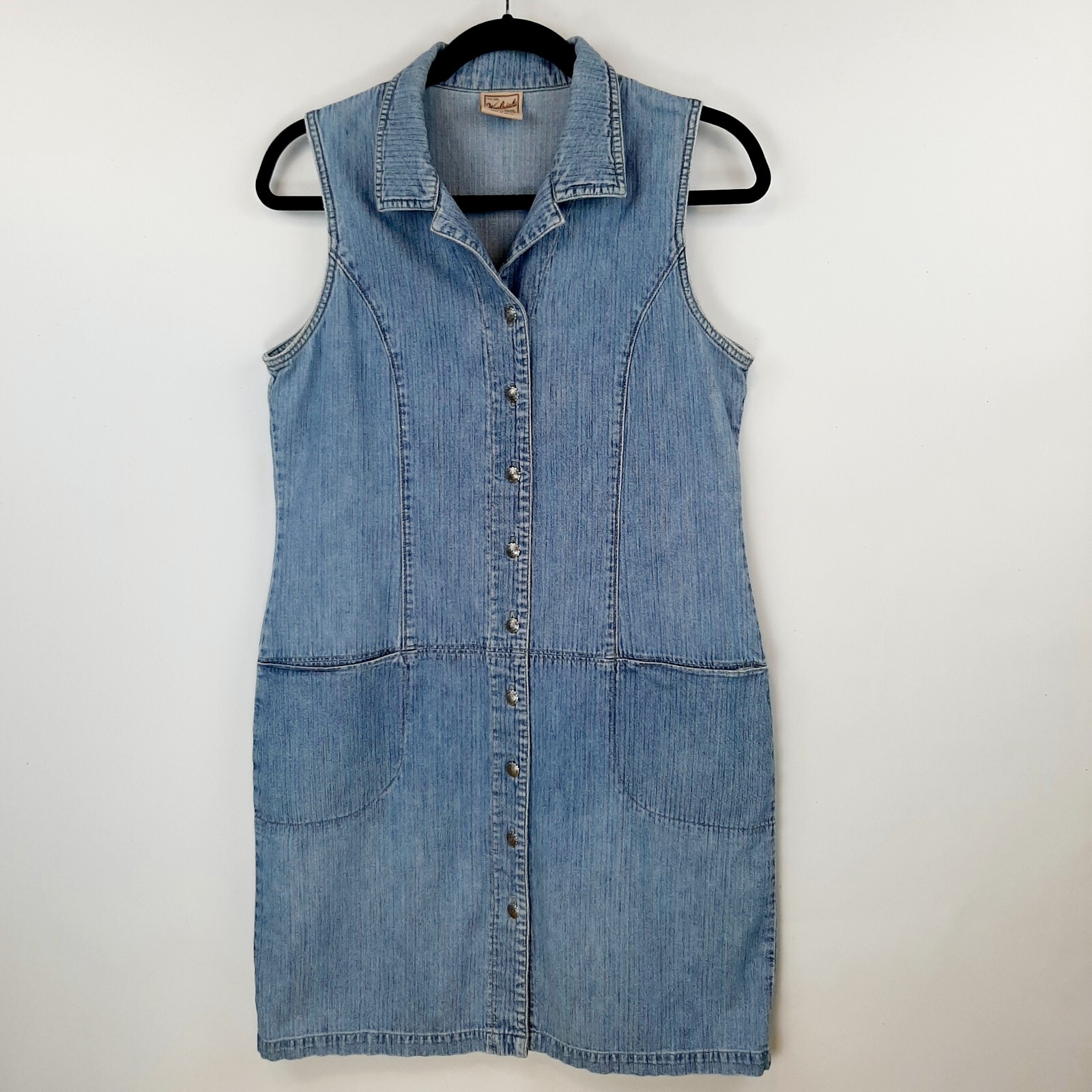 Vintage WOOLRICH Collared Denim Dress Jumper Sleeveless Button Down Size  Small | eBay