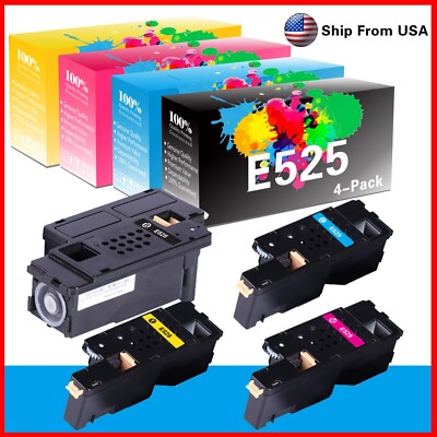 4PK E525W E525 Toner Cartridge For Series 593-BBJX 593-BBJV 593-BBJU ...