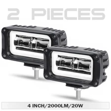 2X 4inch Rectangular LED Work Light Bar Spot Pods Driving Fog Halo DRL Offroad