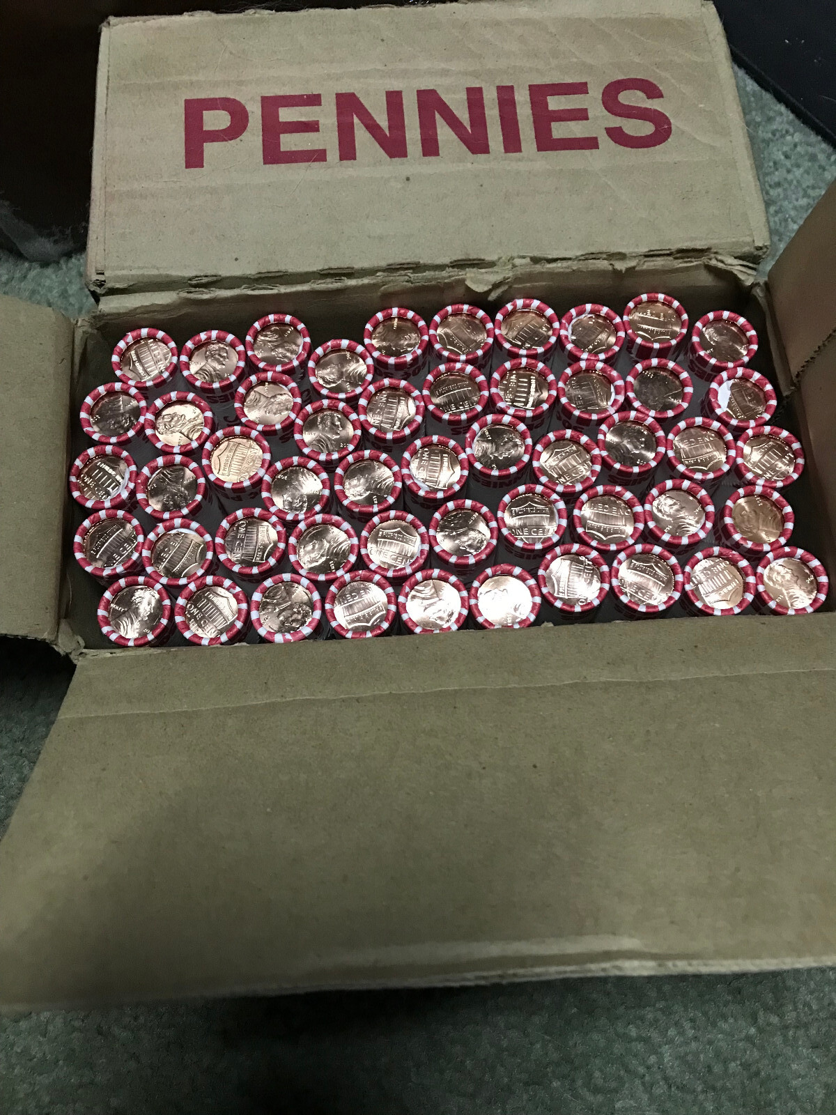 2022P Uncirculated and Unsearched BOX OF PENNIES 50 ROLLS from BANK