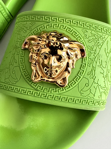 Versace Green Rubber Medusa Head Pool Slides Sandals Size 37 - Picture 5 of 6