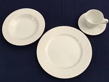 SASAKI White Embossed Lily of the Valley Dishes Japan YOU CHOOSE Plate Cup Bowl