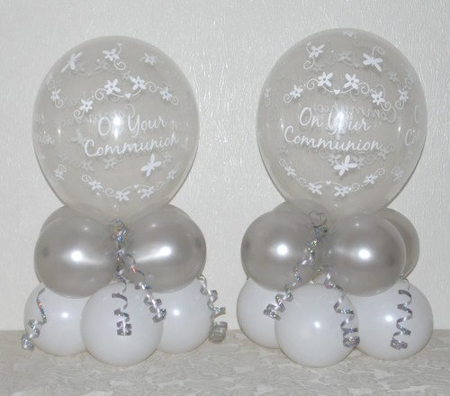 Communion GIRL or BOY 2 / 6/12 Pack Table Balloon Decoration Display Kit SILVER - Picture 5 of 6