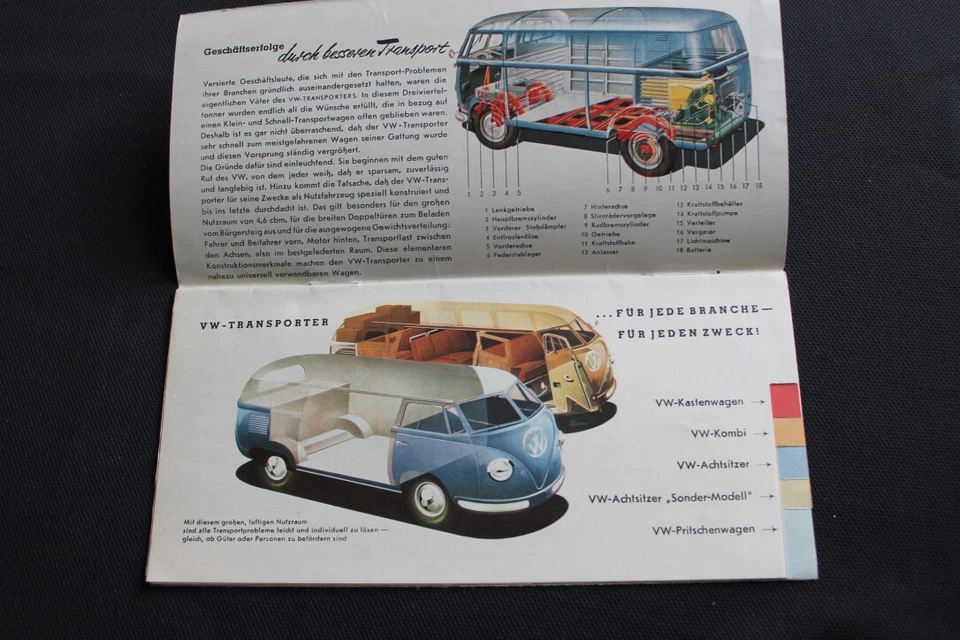 Folleto modelo furgoneta minibús VW Volkswagen Bus Ovali Samba años 50 Foto 2 de 3