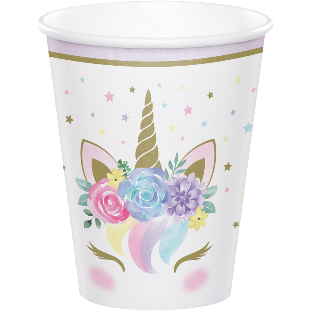 Unicorn Party Cups Girls Birthday Baby Shower Pretty Pastel Party Tableware Cups
