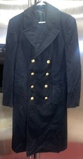 Vintage 1940's US Navy Bridge Coat Long Black 100 Wool Sz 38L post WWII Vtg