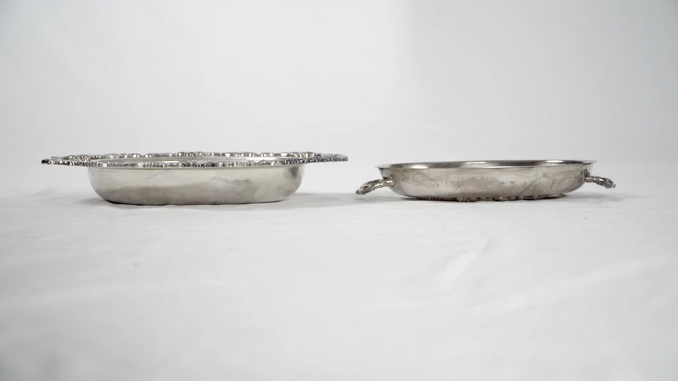 [10% 银] 复古银盘椭圆形带盖,花卉边缘,银板,标志 — 第 2/4 张图片