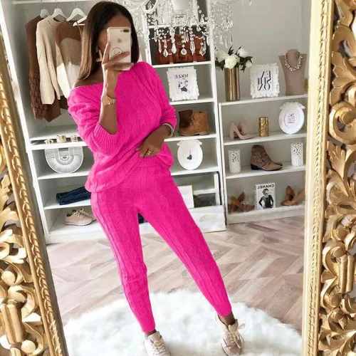 Women Cable-knit Loungewear Sweater & Pants Set Casual Outfits 2 Pcs Size - Picture 41 of 45