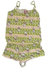 Sanrio Hello Kitty One Piece Tank Romper Green Pajamas Size M Sleepwear 2008 Y2K