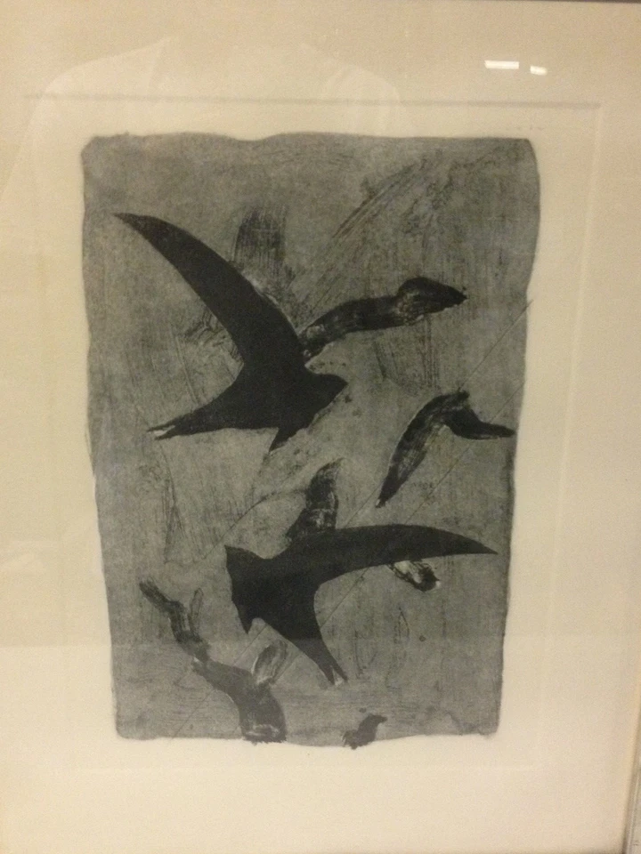 复古 Georges Braque 平版画 飞行中的鸟类 带背面真品证明 — 第 2/4 张图片