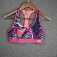 Under Armour Girls Sports Bra XL Pink Racerback Heat Gear Unlined Lightweight