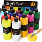 14 Colors Large Bulk Acrylic Paint Set (16.9 oz) Non Toxic Art Painting Supplies