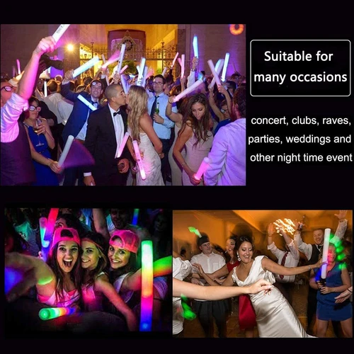 100-500 PCS Light Up Foam Sticks LED Wands Batons Party Dj Flashing Glow Sticks - Picture 17 of 33
