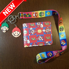 Mario  Luigi wallet  Lanyard  Keychains   Super Mario Bros Nintendo gift   