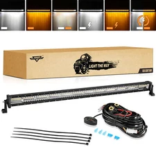 AUXBEAM 50" LED Work Light Bar White Amber 6 Mode Strobe Flash Driving Lamp 52"
