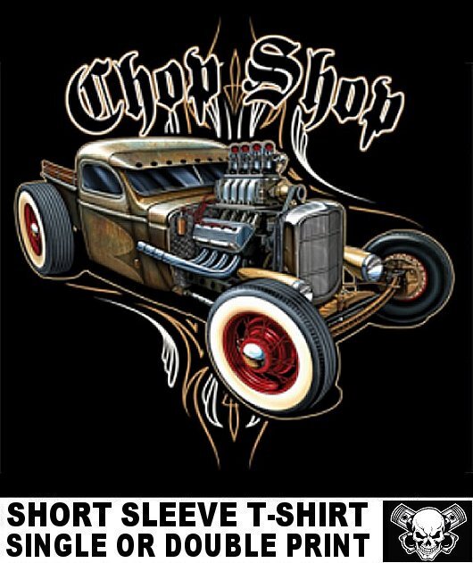 Old School Chop Shop Hot Rat Rod Truck Outlaw Hemi Blower Skull T