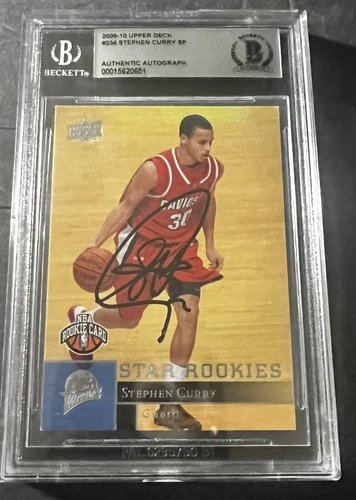 Stephen Curry  signed upper deck rookie card beckett slabbed nba warriors 2009