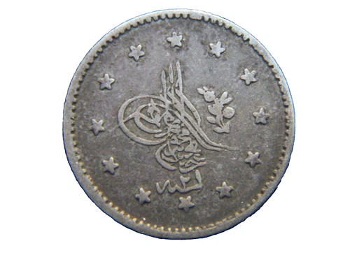 ISLAMIC ARABIC OTTOMAN TURKEY CONSTANTINOPLE 1255/21 1 KURUSH SILVER COIN SCARCE