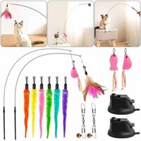 Interaktive Katzenspielzeug 15Stk Set Katzen Spielzeug Katzenangel Mit Saugnapf,