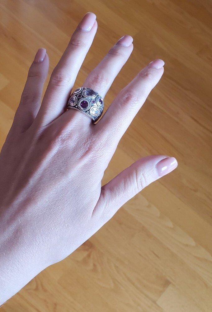 silver amethyst statement ring size 8 - image 2