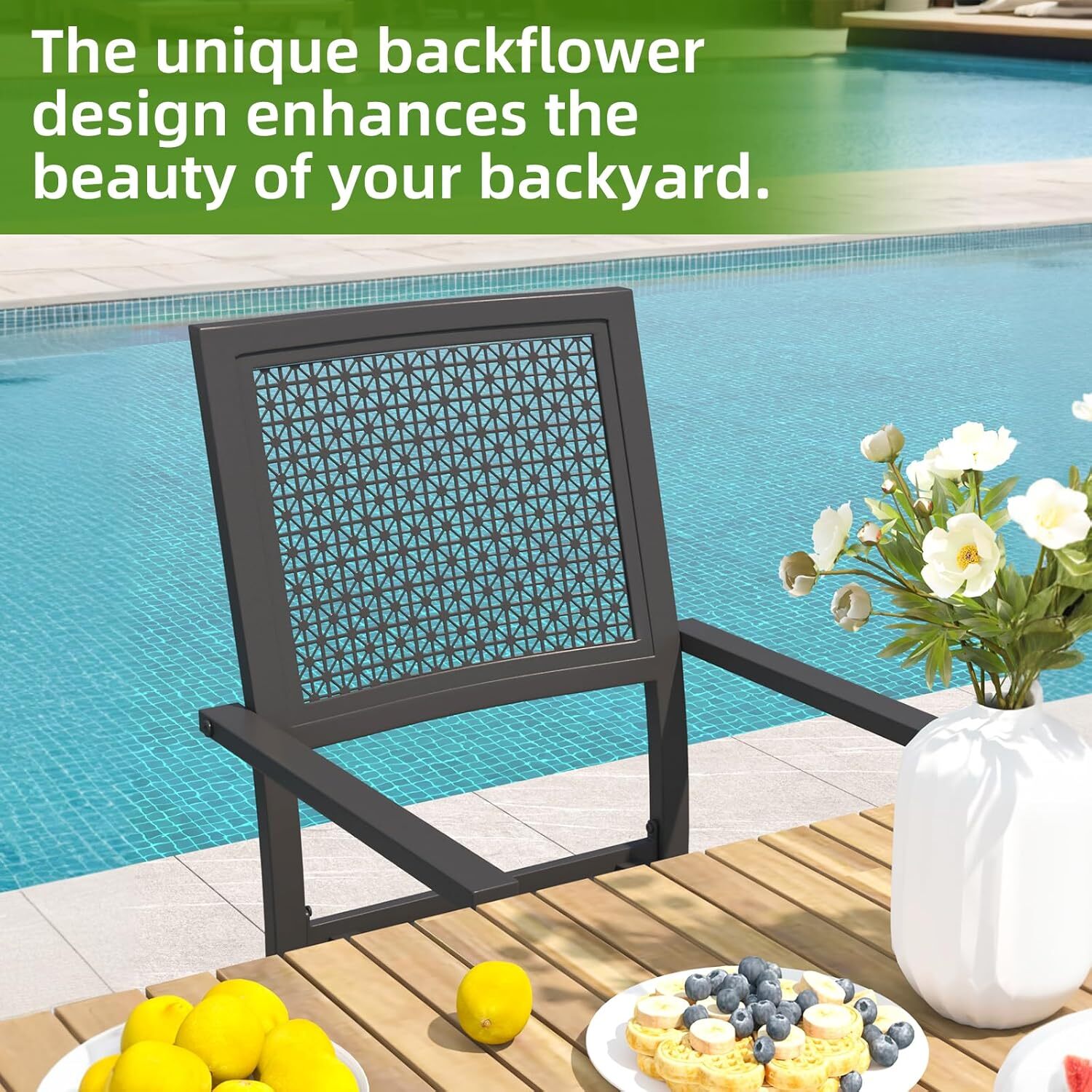 Outdoor Heavy-Duty Metal Dining Chairs, Outdoor Patio Dining Chair with Armrest