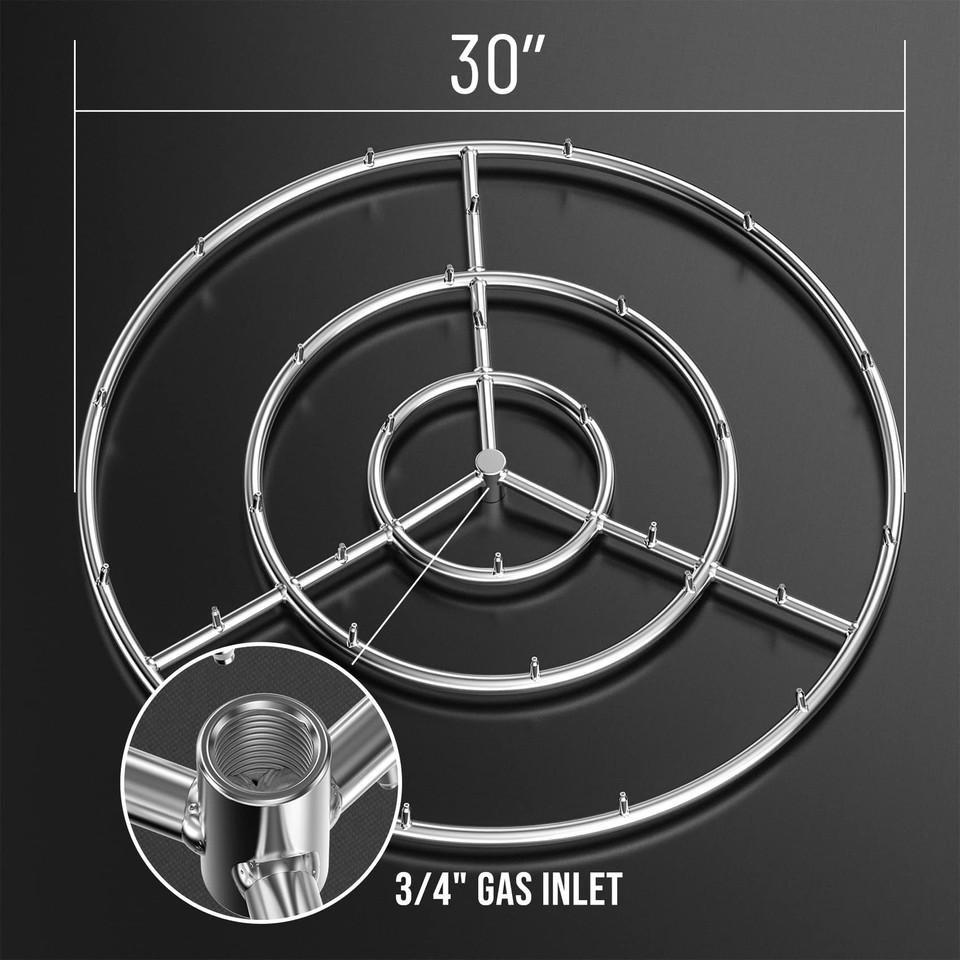 30inch Round Stainless Steel Fire Pit Jet Burner Ring High Flame eBay