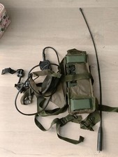 Clansman Radio PRC349 With Antenna. Throat Mic. Carrier And Battery Cassette